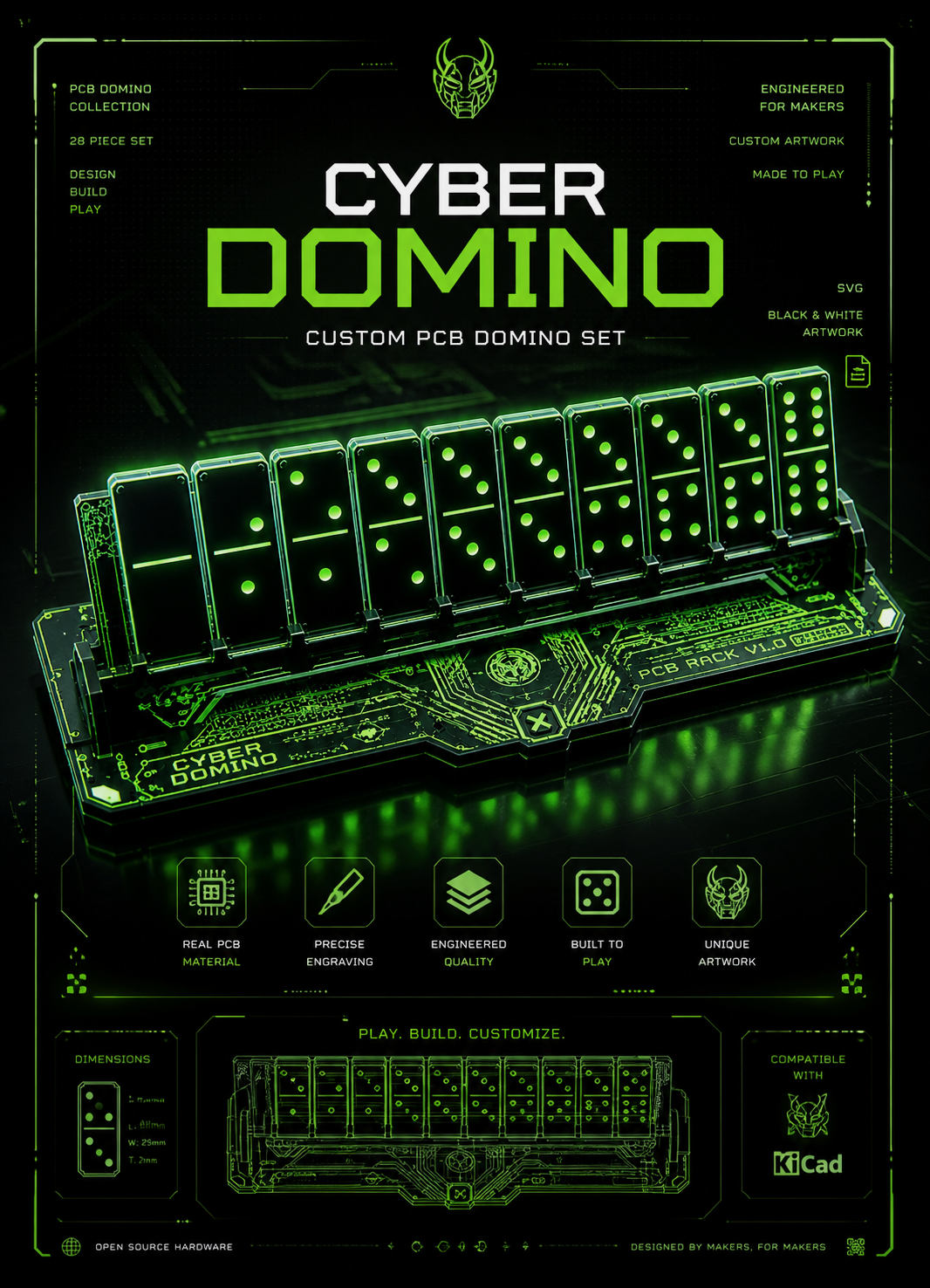 Custom PCB domino set illustration